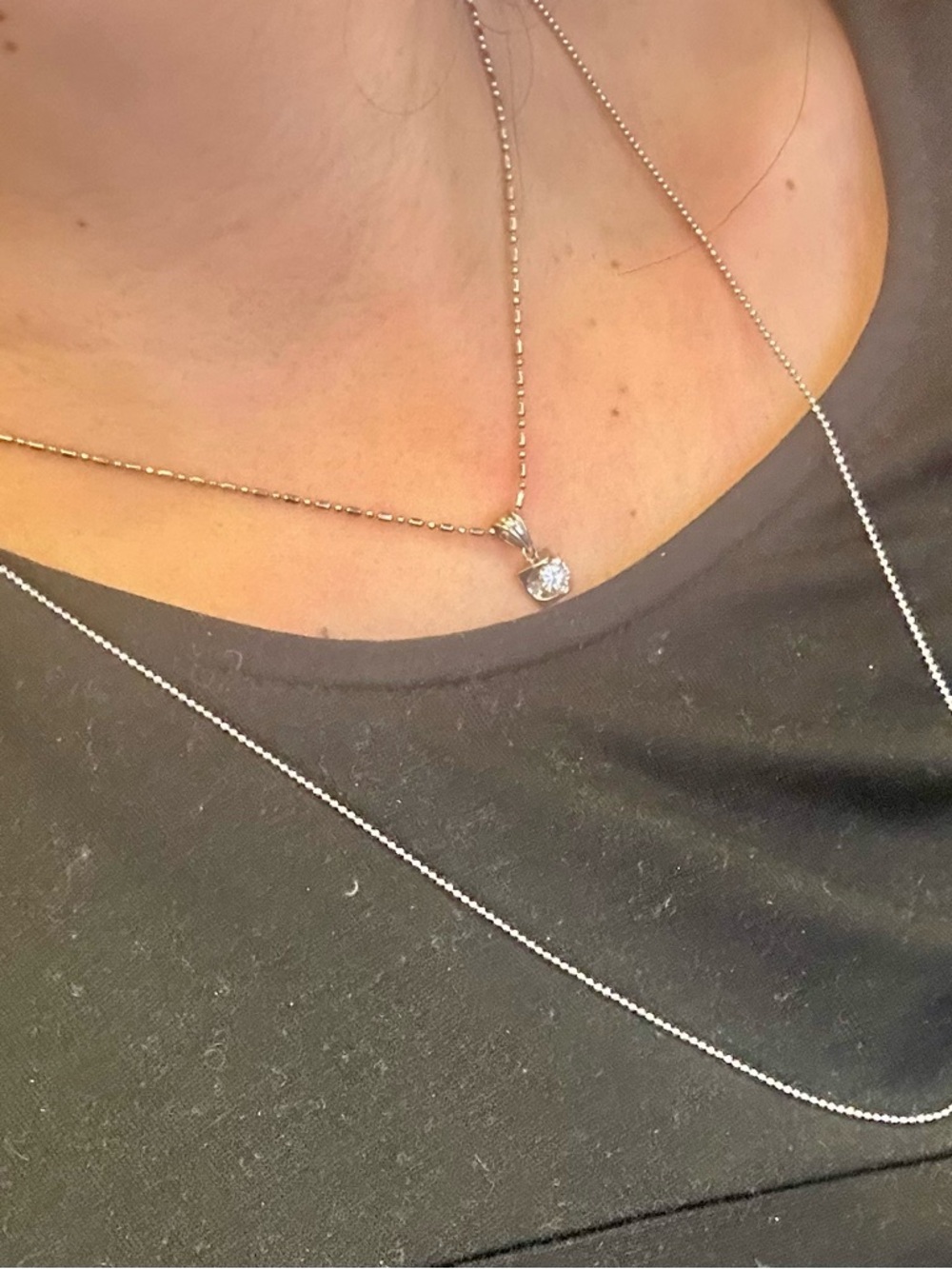 Classic ball Necklace in Silver color, washed in white gold